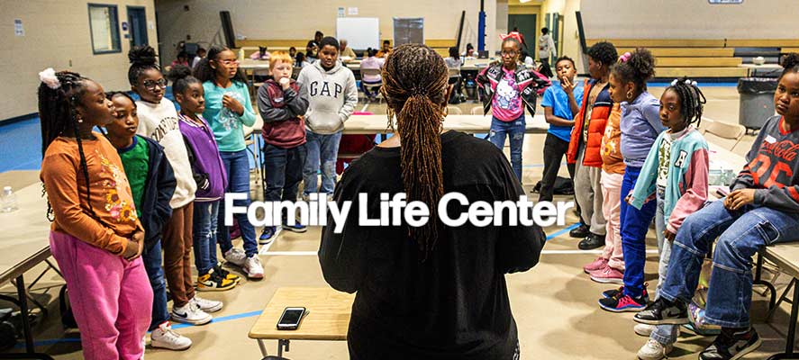 group of children in the family life center