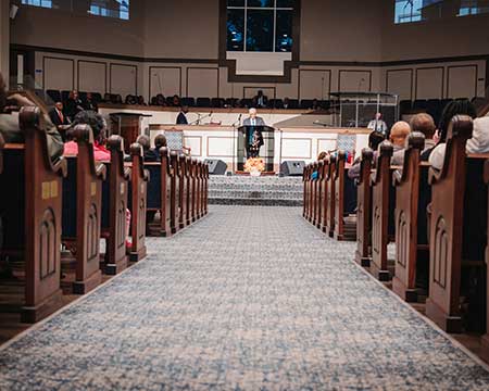 church members in the sanctuary